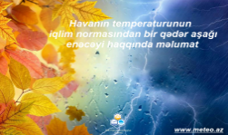 Havanın temperaturunun  iqlim normasından bir qədər aşağı enəcəyi haqqında məlumat