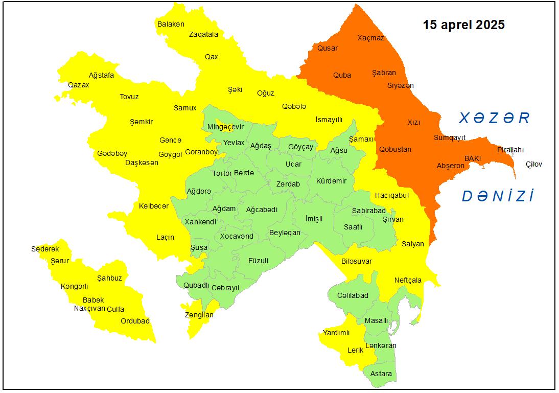 Küləkli hava şəraiti ilə bağlı sarı və narıncı xəbərdarlıq verilib