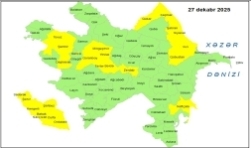 Küləkli hava şəraiti ilə bağlı sarı xəbərdarlıq verilib